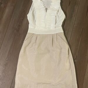 Elegant White and Cream Sleeveless Dress